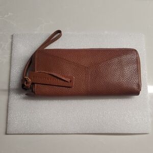 Abercrombie & Fitch Brown Pebbled Leather Wristlet Wallet